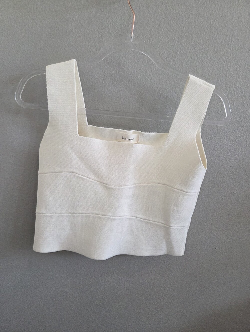 NWT bohme Cream Structured Square-Neck Crop Top